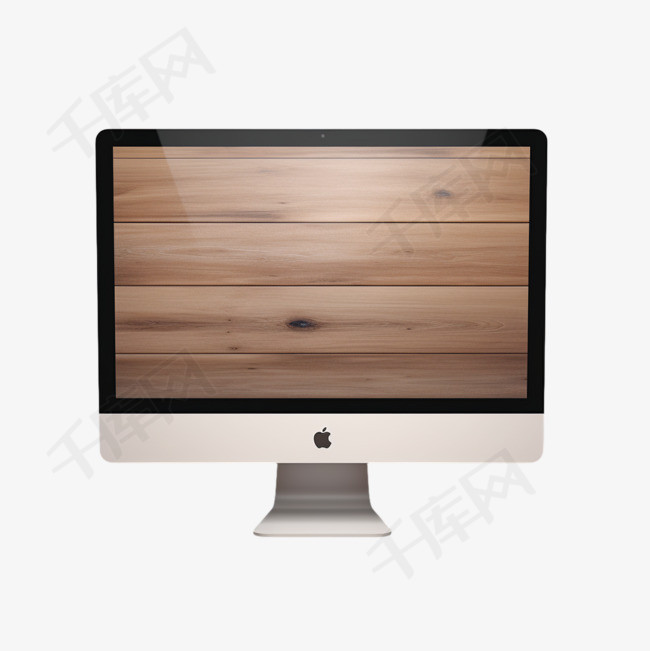 棕色木桌上的银色iMac