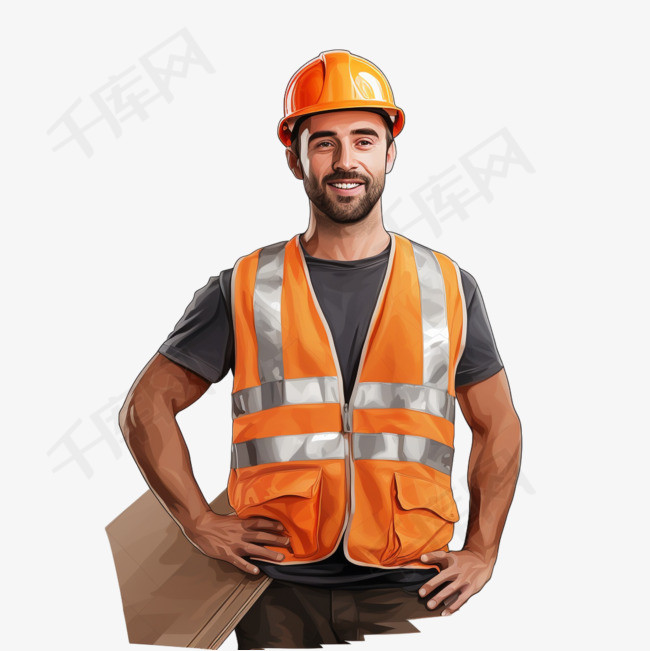 一名身穿安全背心的男子在建筑工