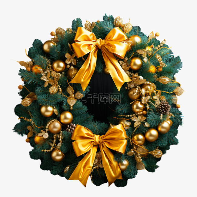 装饰花环3d免抠元素圣诞节