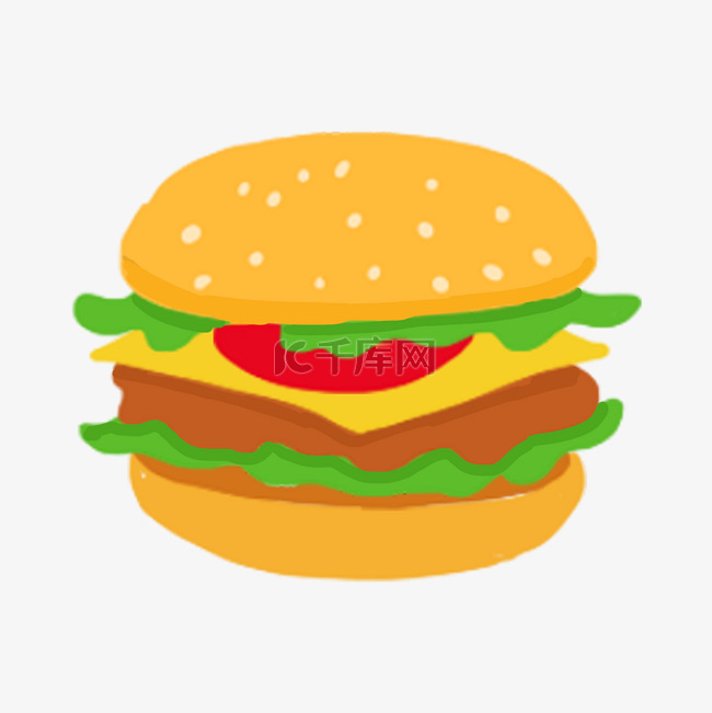 手绘卡通食物汉堡免抠元素