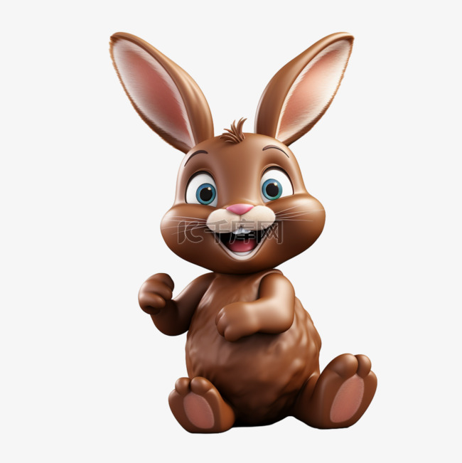 兔子雕塑棕色元素立体免扣图案