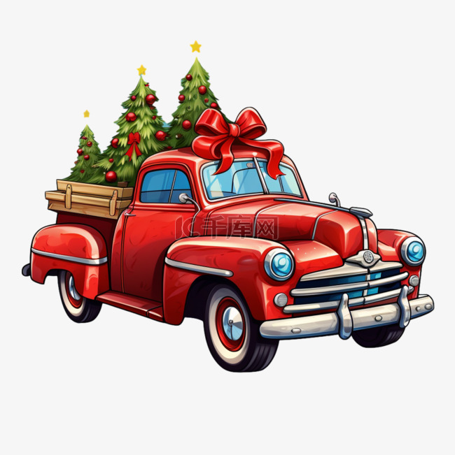 圣诞礼物汽车元素立体免扣图案