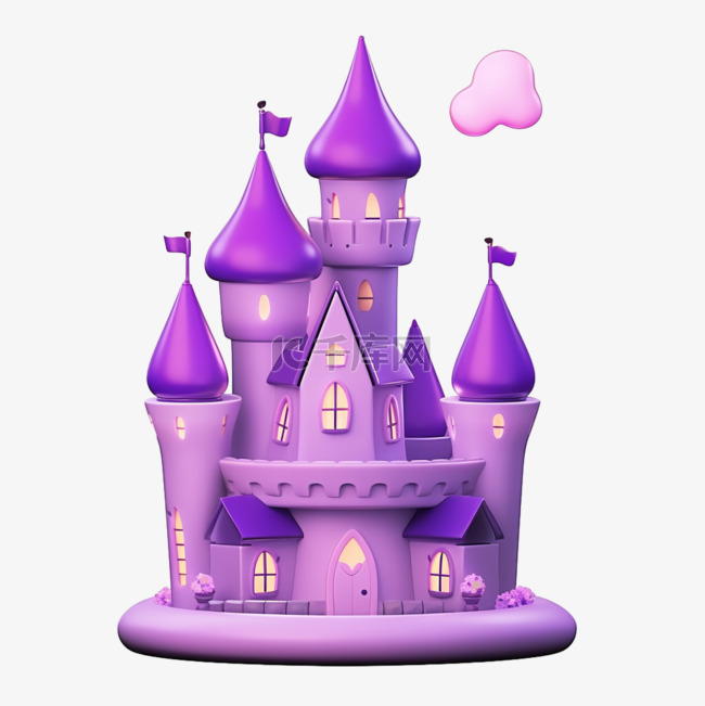 万圣节3d免抠紫色城堡元素