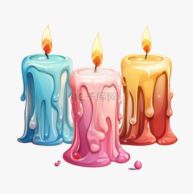 蜡烛火光彩色元素立体免扣图案