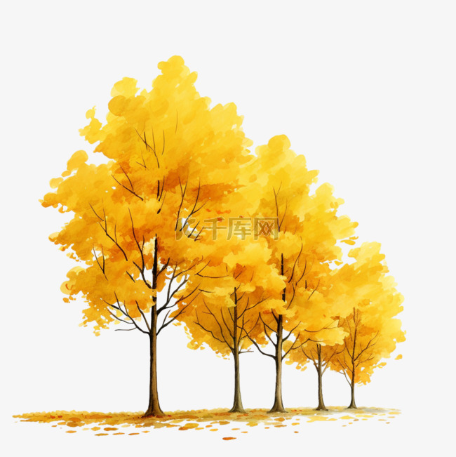 秋天装饰树林元素立体免扣图案