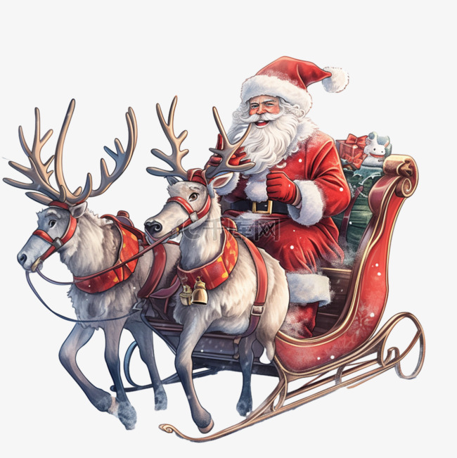 圣诞驾驶雪橇元素立体免扣图案