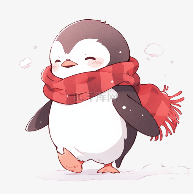 冬天企鹅元素卡通手绘