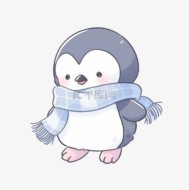 冬天可爱的企鹅手绘元素