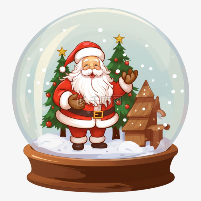 水晶球里的圣诞老人装饰免抠元素