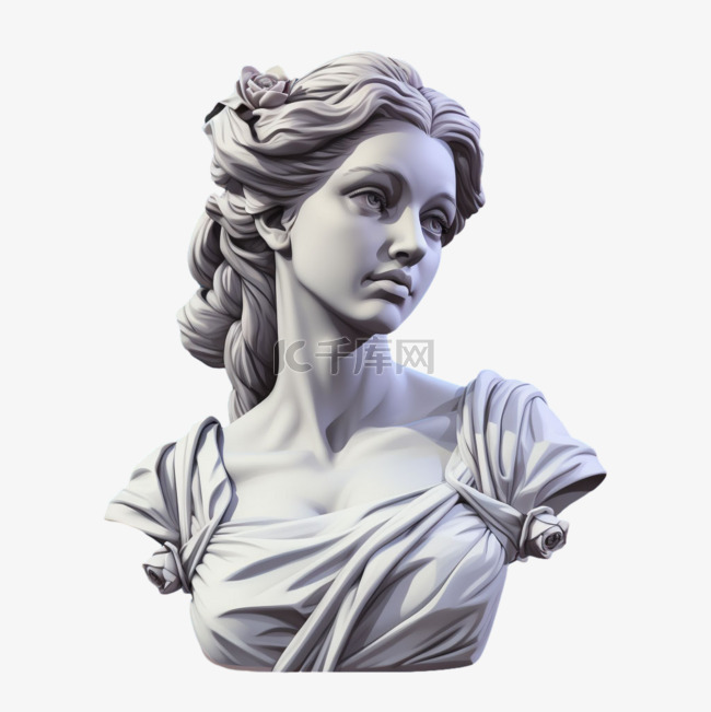 雕像女孩石膏元素立体免扣图案