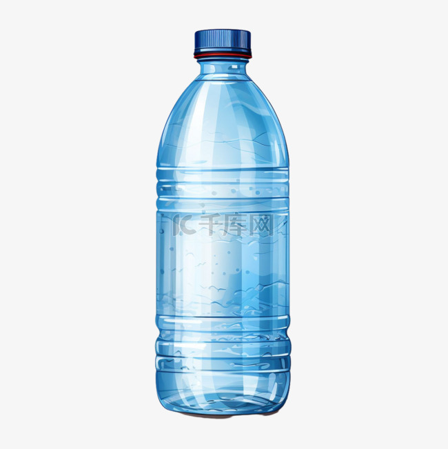 瓶子塑料蓝色几何元素立体免扣图