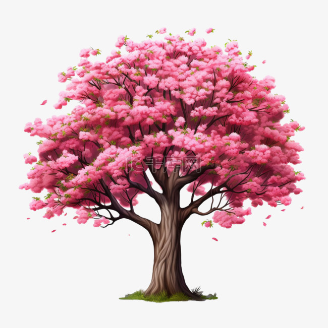 花树漂亮粉红元素立体免扣图案