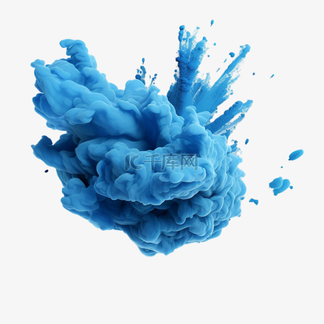 蓝色质感建模粉尘元素立体免扣图