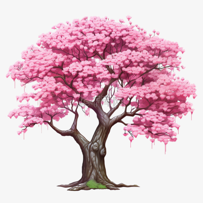 花树ai粉红元素立体免扣图案