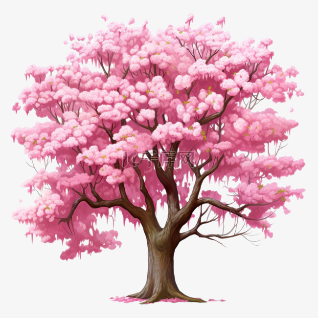 花树卡通粉红元素立体免扣图案