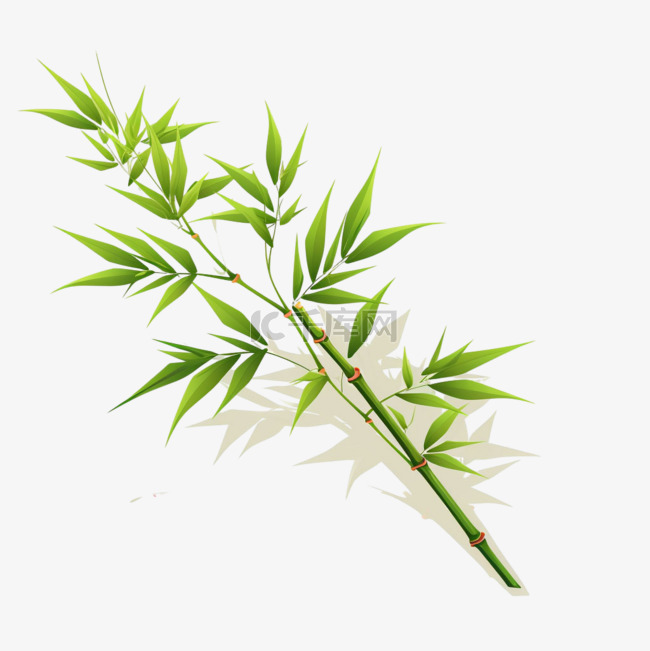 竹子动漫植物元素立体免扣图案