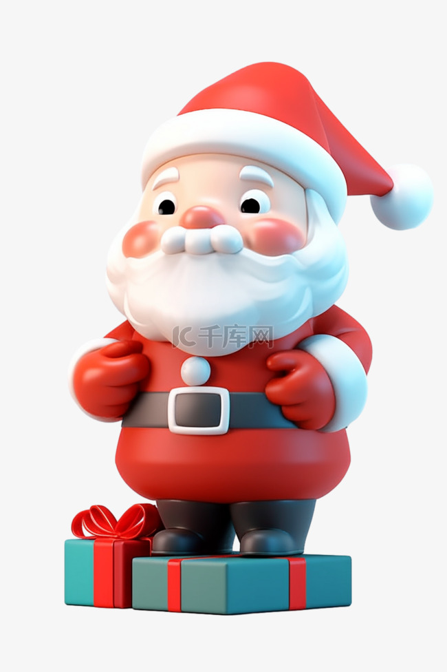 圣诞老人礼盒3d免抠圣诞节元素