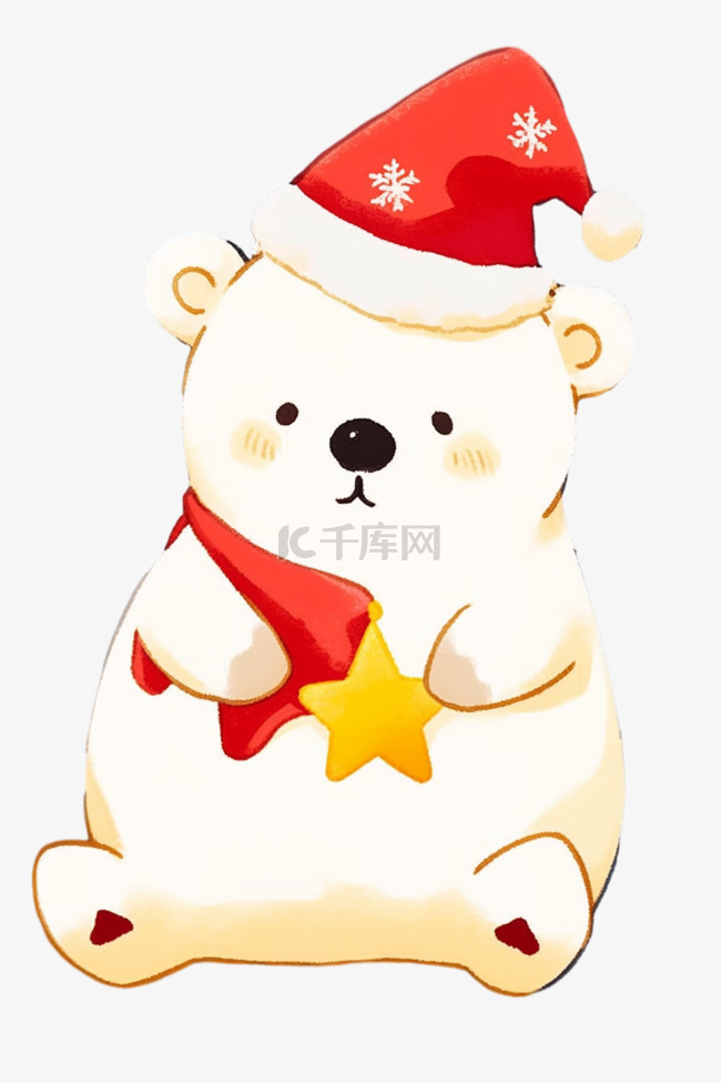 圣诞节可爱小熊手绘元素卡通