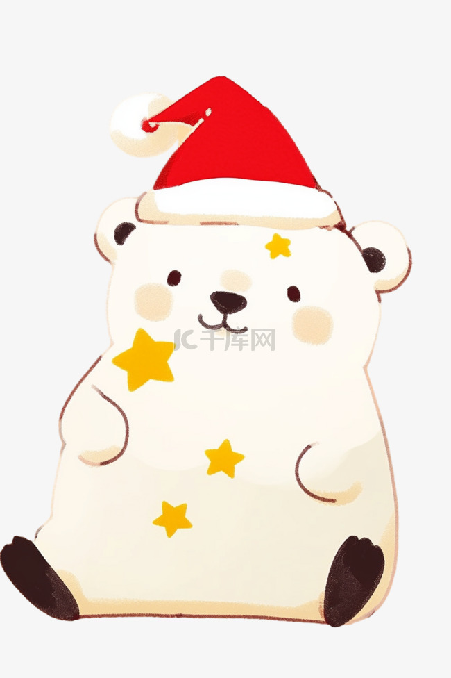 可爱小熊卡通手绘元素圣诞节