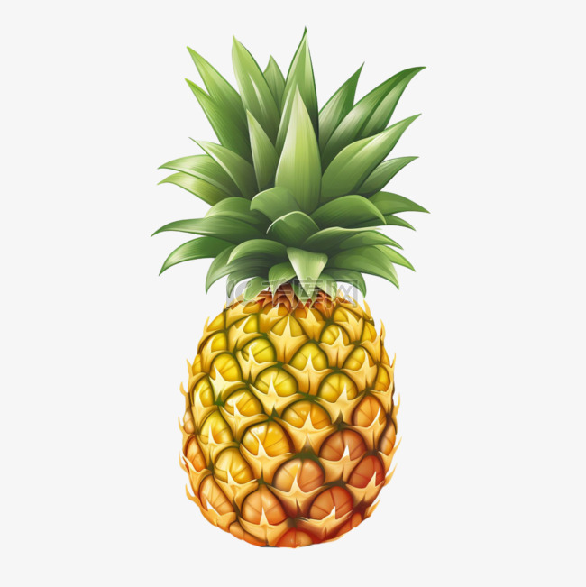 菠萝简约水果元素立体免扣图案