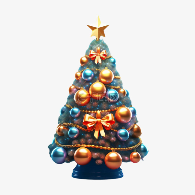 圣诞繁杂树木元素立体免扣图案