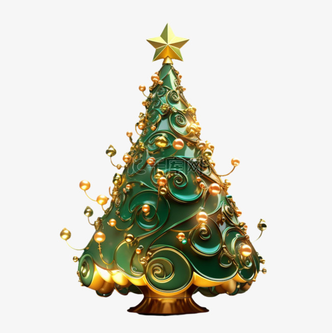 圣诞卡通建模树木元素立体免扣图