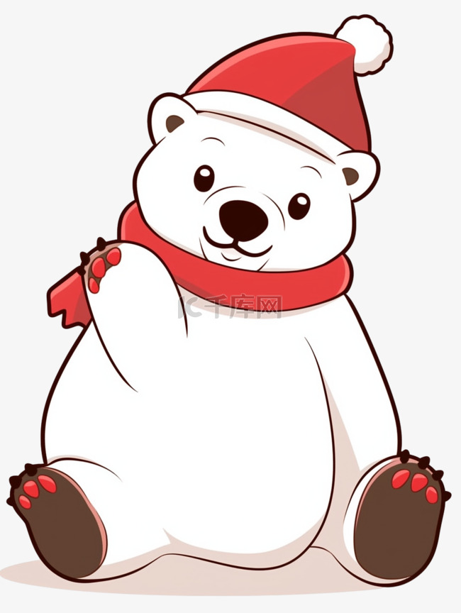 圣诞节冬天北极熊卡通手绘元素