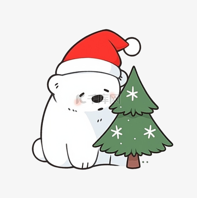 冬天圣诞节小熊手绘元素卡通