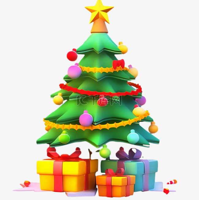 圣诞节免抠绿色圣诞树3d元素