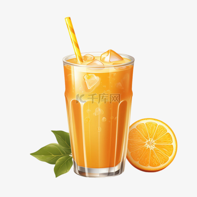 橙汁鲜榨创意造型元素立体免扣图