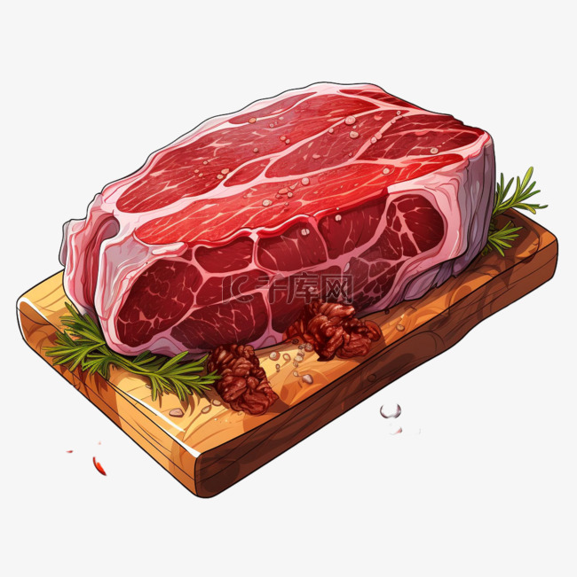 生肉食材ai绘画元素立体免扣图案