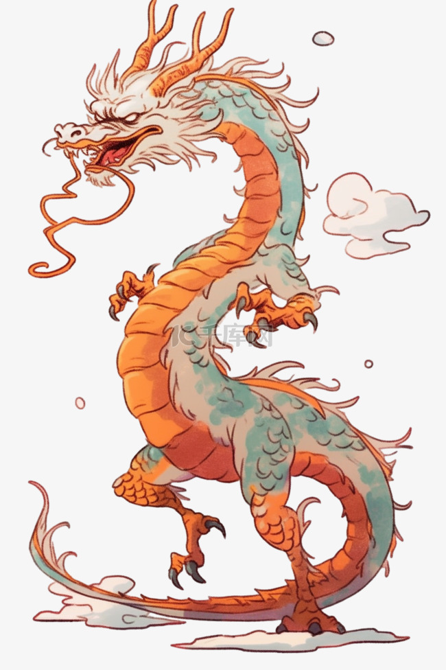 简笔新年龙插画卡通手绘元素春节