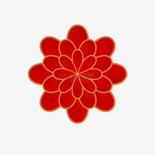 简约线条画鎏金花朵中式新年春节
