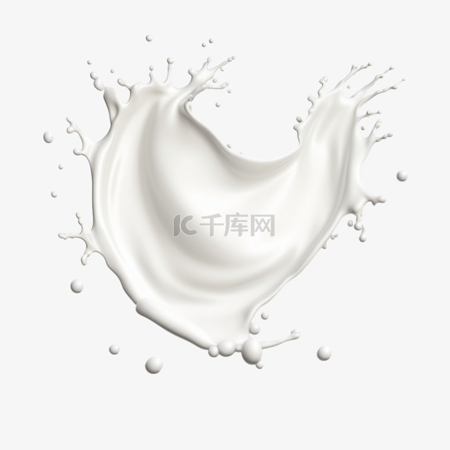 牛奶水花图形元素立体免扣图案