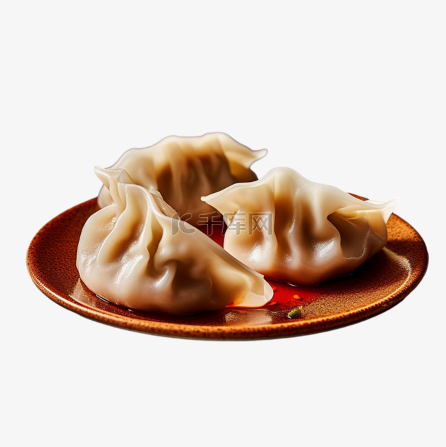 饺子食物真实元素立体免扣图案