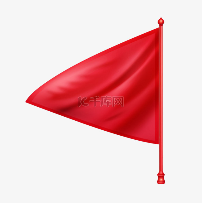 旗帜红色几何元素立体免扣图案