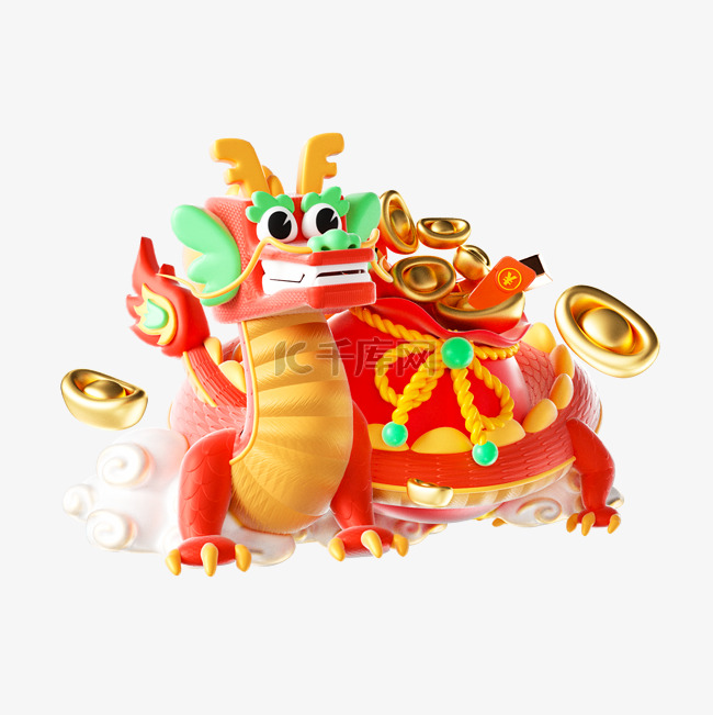 春节新年3D立体龙形象福袋