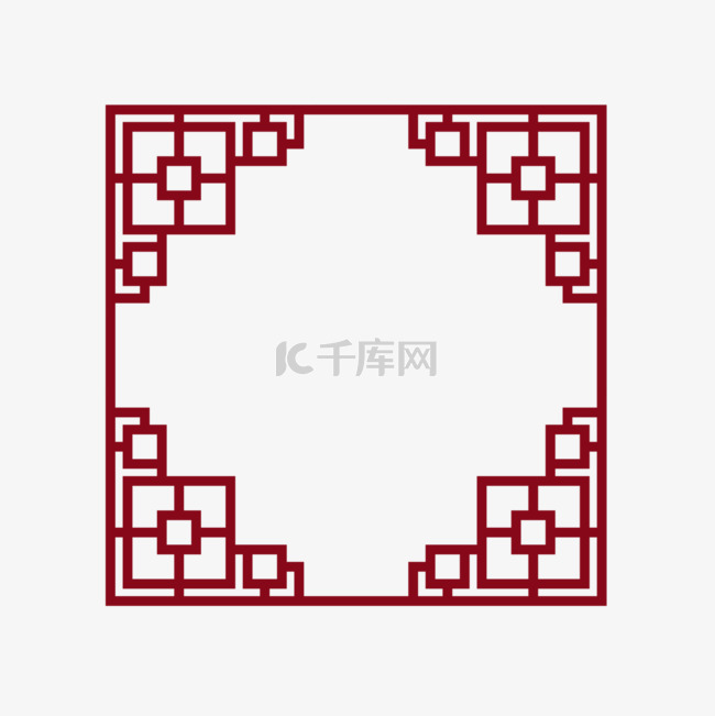 中式花纹方形边框国风装饰免抠元