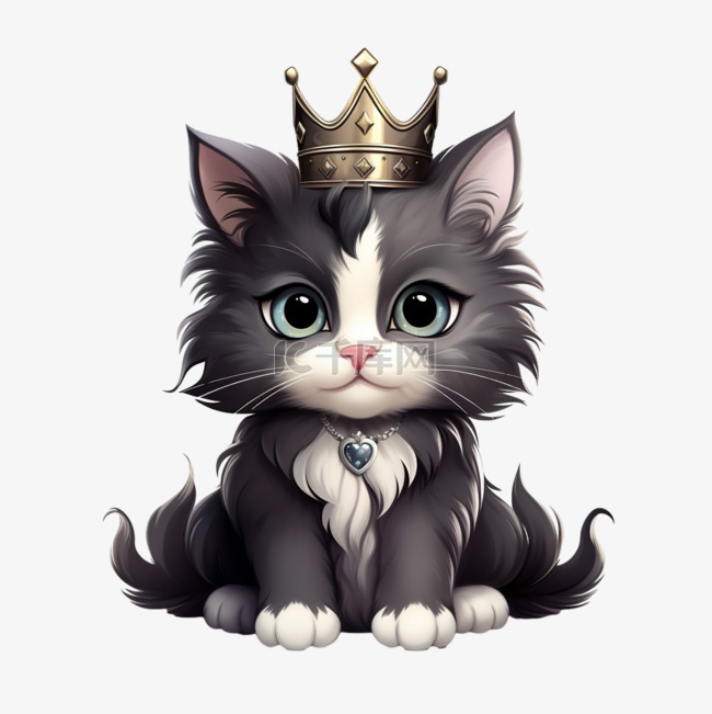 小猫可爱皇冠免扣元素装饰素材