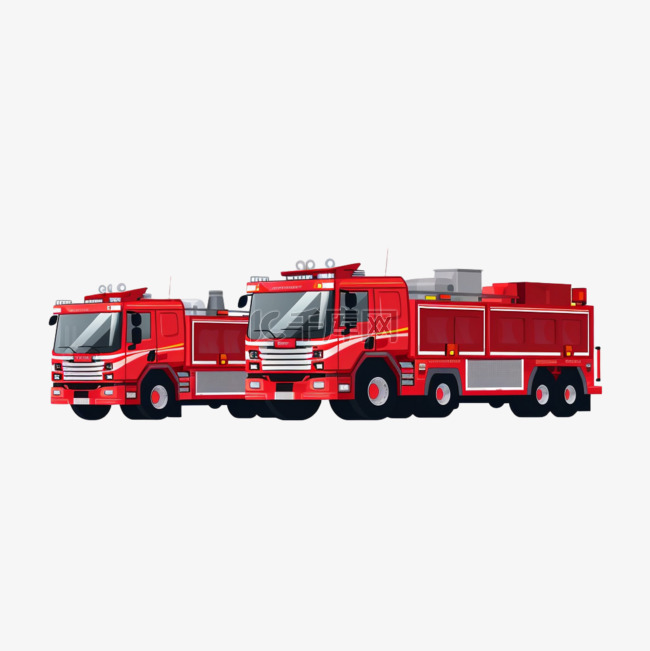 简单消防车安全免扣元素装饰素材