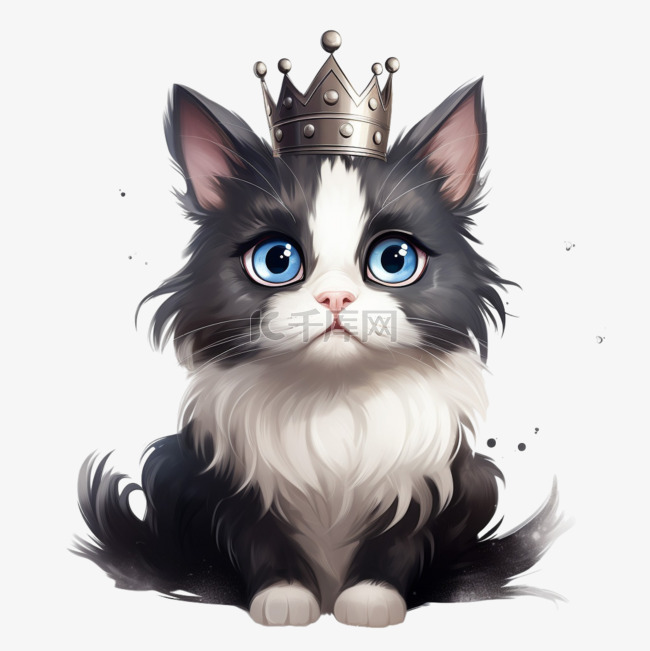 小猫皇冠效果免扣元素装饰素材
