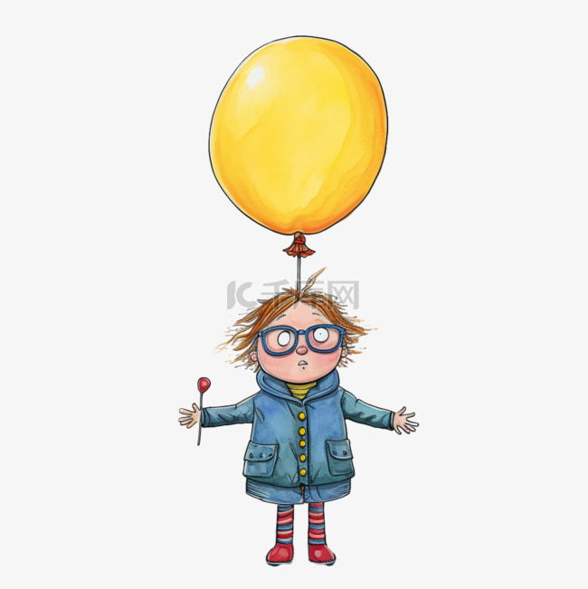 气球孩子艺术免扣元素装饰素材