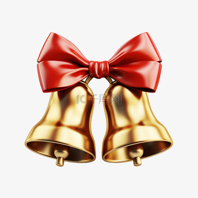 3d圣诞节红领结铃铛免扣元素8