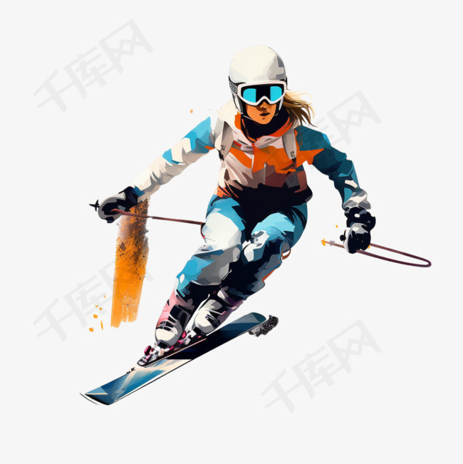 跳跃的女人滑雪的女人