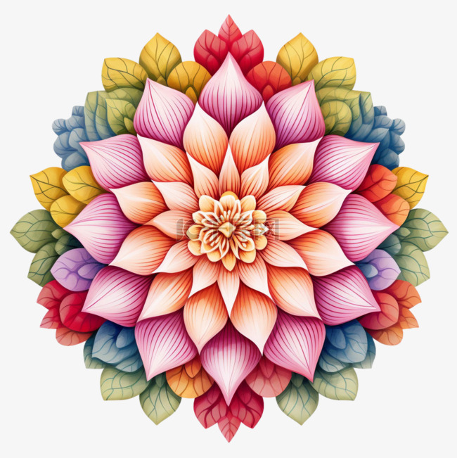 几何炫彩花朵元素立体免扣图案