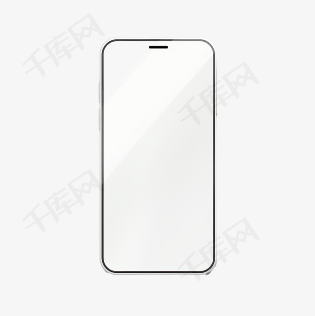 白色智能手机，白色透明屏幕