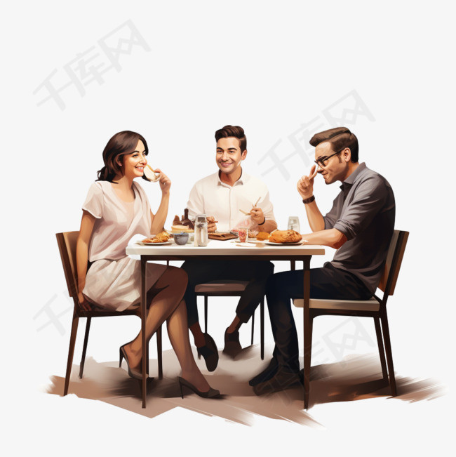 坐在桌子前面的男人和女人