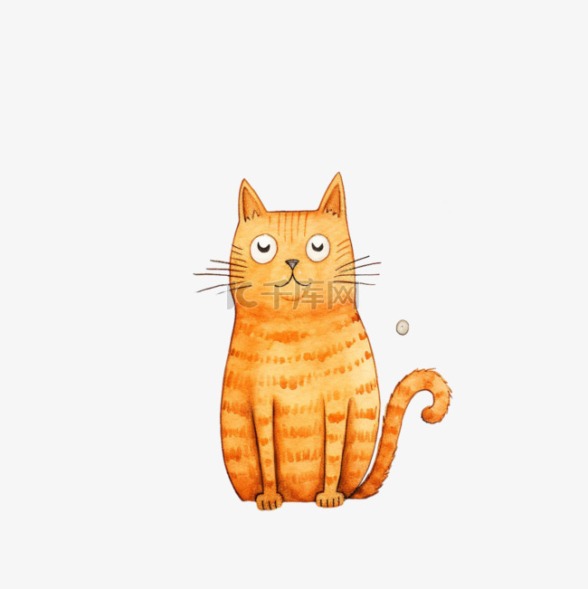 惊讶橘色小猫元素立体免扣图案设