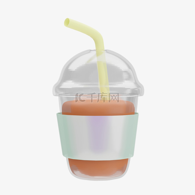 3D立体奶茶咖啡饮料杯子免抠图片