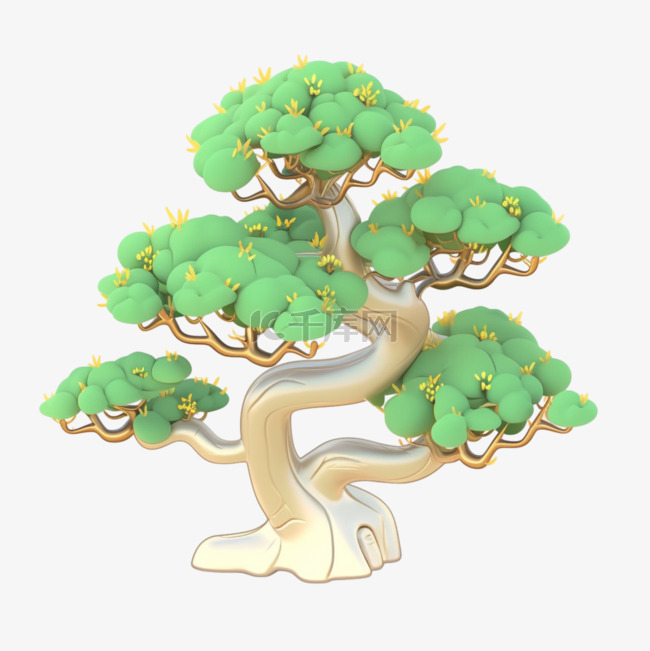3D立体春节喜庆发财树松树树木